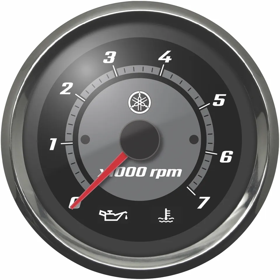 Yamaha Classic Series analog tachometer, chrome bezel, black face